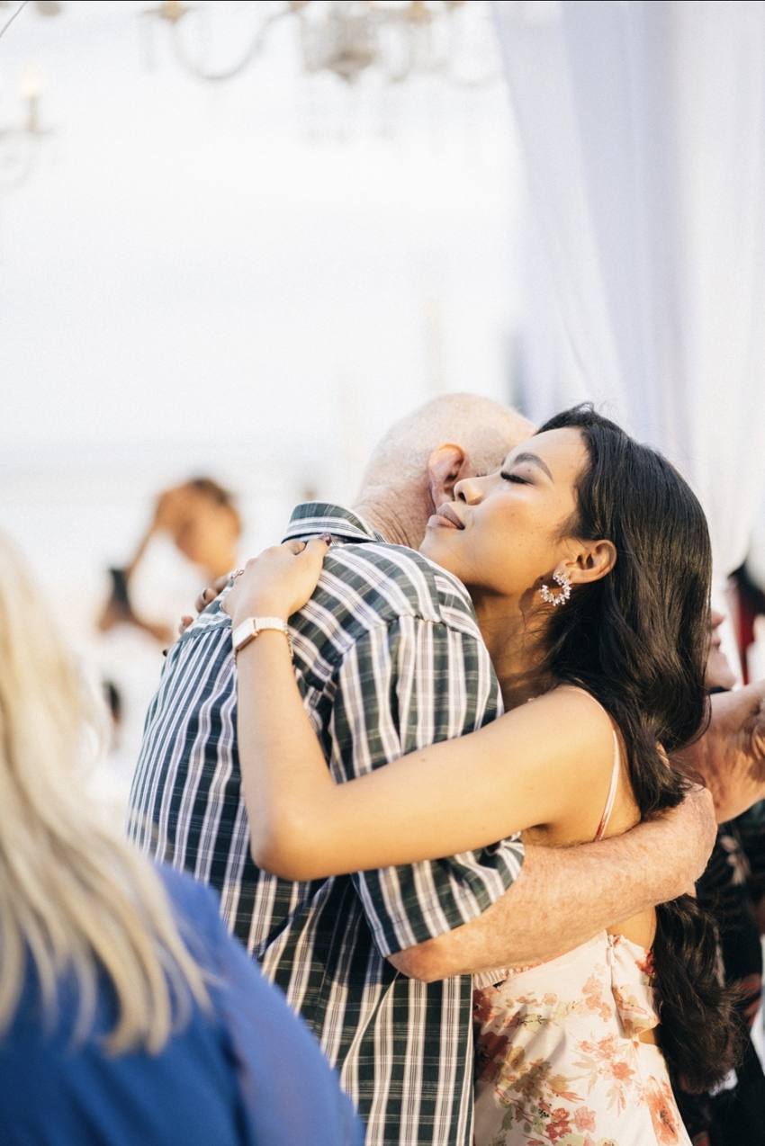 A hug with family at the celebration