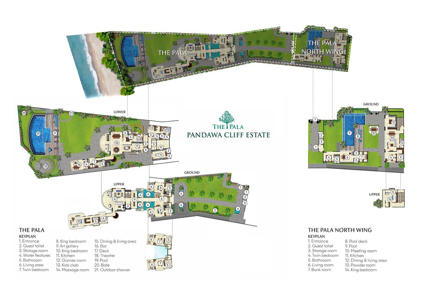 The Pala floor plan with the ceremony marked on the lower lawn beside the pool