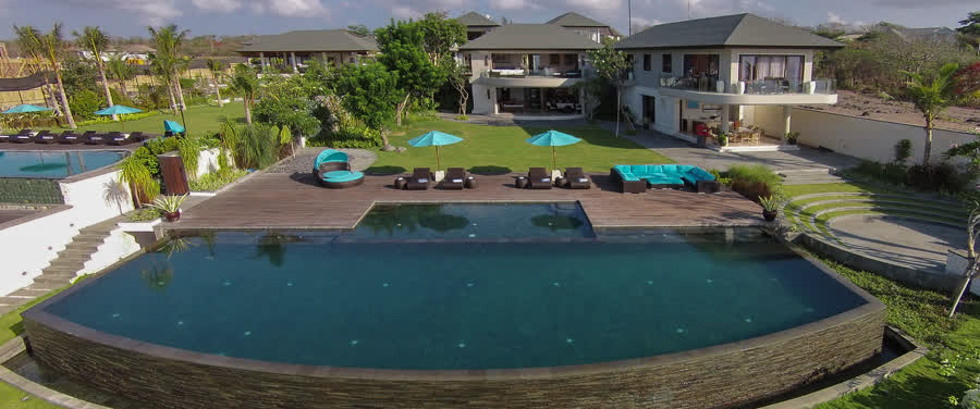 The Pala and its clifftop infinity pool from above